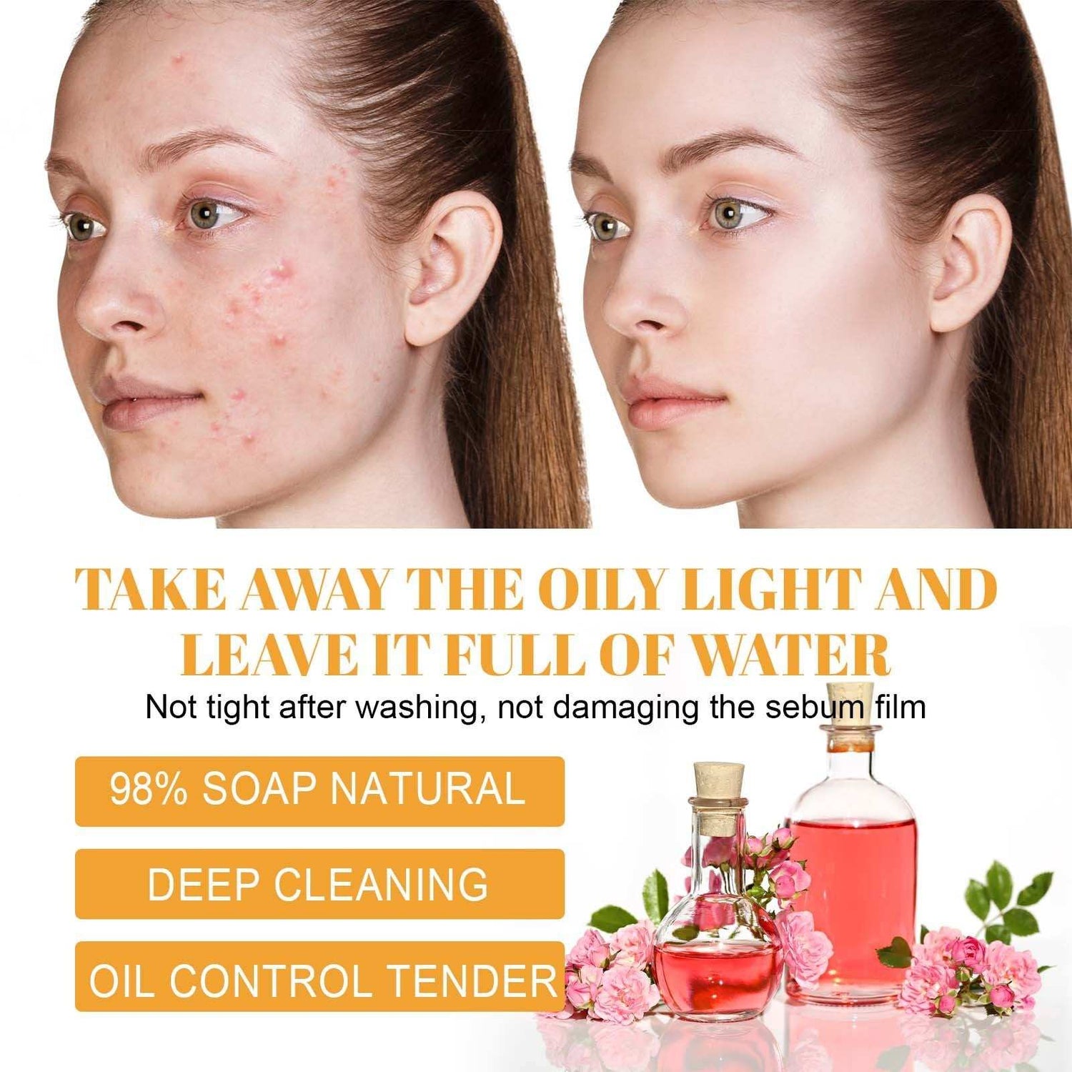 Turmeric facial cleanser bottle with natural ingredients for deep cleansing and acne mark fading