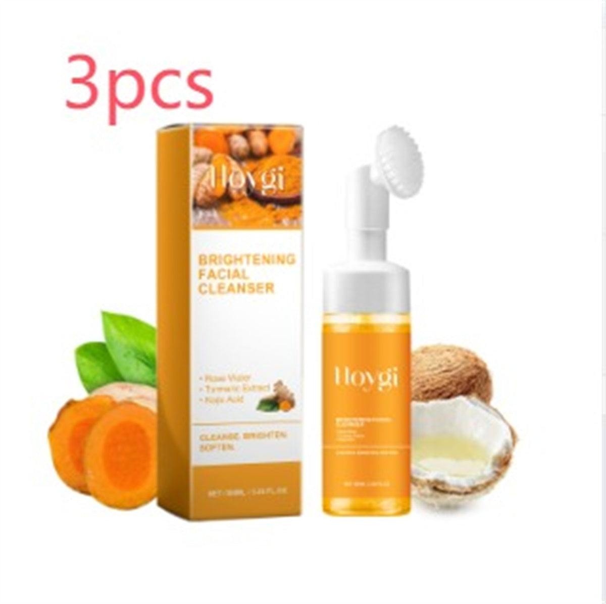 Turmeric facial cleanser bottle with turmeric and natural ingredients for deep cleansing and acne mark fading